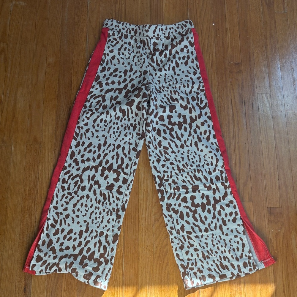 Grayson Threads Leopard Print Wide Leg Pants - Red and Brown